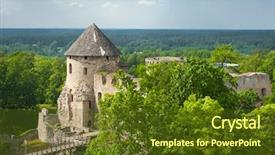  Presentation with middle ages - PPT theme consisting of ruins of the beautiful castle in town of cesis was a residence of the livonian order teutonic knights in the middle ages latvia background and a tawny brown colored foreground