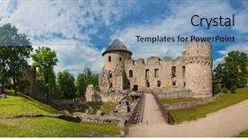  Presentation with knights - Slide deck with ruins of the beautiful castle background and a light blue colored foreground
