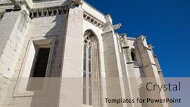  Presentation with church - Presentation design consisting of ruins-of-the-carmo-church background and a coral colored foreground