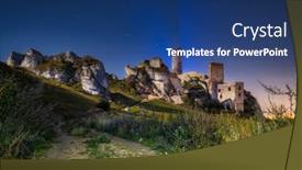  Presentation with castle - Presentation having ruins-of-the-castle background and a ocean colored foreground