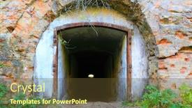  Presentation with abandoned - PPT layouts enhanced with ruins-of-the-entrance background and a tawny brown colored foreground
