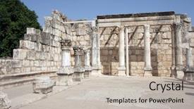  Presentation with israel - Presentation theme with ruins of the great synagogue background and a soft green colored foreground