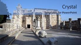  Presentation with israel - Slides with ruins of the great synagogue background and a light blue colored foreground