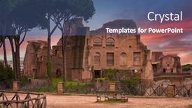  Presentation with ancient ruins - PPT theme consisting of ruins-of-the-hippodrome background and a ocean colored foreground