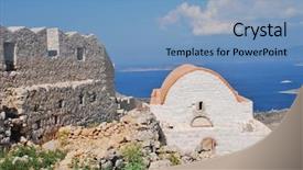  Presentation with knights - Presentation theme enhanced with ruins of the medieval crusade background and a light blue colored foreground