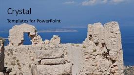  Presentation with knights - Beautiful slide set featuring ruins of the medieval crusader backdrop and a teal colored foreground