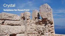  Presentation with knights - Presentation design with ruins of the medieval crusader background and a teal colored foreground