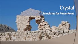  Presentation with knights - Beautiful presentation theme featuring ruins of the medieval crusader backdrop and a teal colored foreground