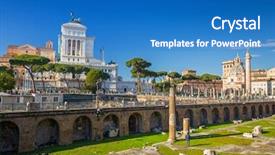  Presentation with forum - Amazing PPT theme having ruins of the roman forum backdrop and a teal colored foreground