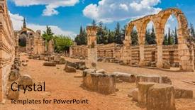  Presentation with middle east - Presentation featuring ruins of the umayyad aanjar background and a gold colored foreground