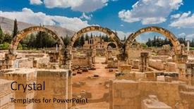  Presentation with middle east - Audience pleasing presentation theme consisting of ruins of the umayyad aanjar backdrop and a red colored foreground