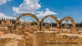  Presentation with middle east - Slide set having ruins of the umayyad aanjar background and a  colored foreground