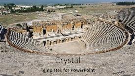  Presentation with ancient ruins - Cool new presentation design with ruins-of-theater-in-ancient backdrop and a light gray colored foreground