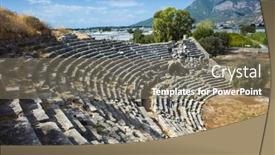  Presentation with amphitheater - PPT theme featuring ruins-of-theatre-in-letoon background and a gray colored foreground