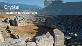  Presentation with amphitheater - PPT theme consisting of ruins-of-theatre-in-xanthos background and a teal colored foreground