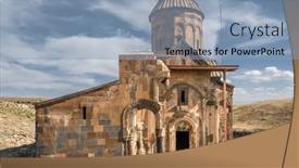  Presentation with ancient ruins - Presentation having ruins-of-tigran-honents-church background and a light blue colored foreground