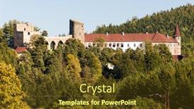  Presentation with czech republic - Audience pleasing theme consisting of ruins-of-velhartice-castle-czech backdrop and a tawny brown colored foreground