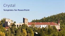  Presentation with czech republic - Audience pleasing PPT layouts consisting of ruins-of-velhartice-castle-czech backdrop and a sky blue colored foreground