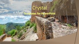  Presentation with castle - Audience pleasing theme consisting of ruins-of-xiv-century-castle backdrop and a tawny brown colored foreground