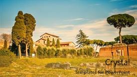  Presentation with ancient roman empire - Presentation featuring ruins on palatine hill rome background and a gold colored foreground