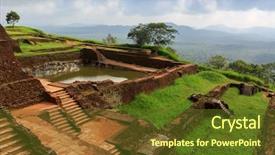  Presentation with sigiriya - Audience pleasing presentation design consisting of ruins on top of sigiriya lion's rock palace in sri lanka backdrop and a tawny brown colored foreground
