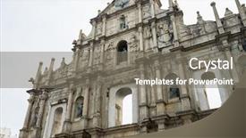  Presentation with macau - Presentation theme consisting of ruins st paul church background and a gray colored foreground