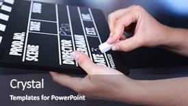  Presentation with black hands - Slide deck featuring rule making - black cinema clapper board background and a dark gray colored foreground