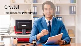  Presentation with courtroom - Slide deck consisting of rule making - young handsome judge sitting background and a lemonade colored foreground