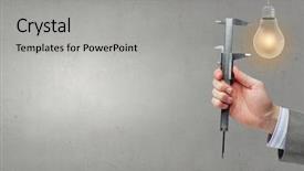  Presentation with light bulb graduation cap - Colorful presentation enhanced with ruler measure up - close up of hand measuring backdrop and a light gray colored foreground