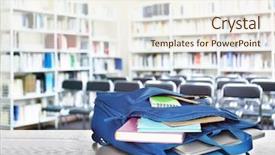  Presentation with e library - Presentation having ruler science - backpack with stationery and laptop background and a cream colored foreground