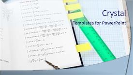  Presentation with mathematics - Presentation theme consisting of ruler science - school supplies and textbook background and a sky blue colored foreground