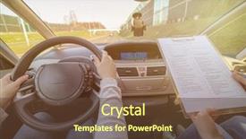  Presentation with patent license agreement licensing business - Cool new PPT layouts with school rules - examiner filling in driver's license backdrop and a tawny brown colored foreground