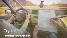  Presentation with driver - Slide deck enhanced with school rules - examiner filling in driver's license background and a tawny brown colored foreground