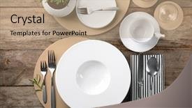  Presentation with table setting - Beautiful slides featuring rules - top view of table setting backdrop and a coral colored foreground