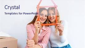  Presentation with women - Cool new theme with rules - two women having rented backdrop and a sky blue colored foreground