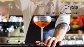  Presentation with night club - Theme featuring rum - barman is making cocktail background and a coral colored foreground