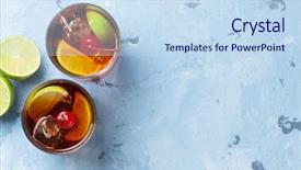  Presentation with rum - PPT layouts consisting of rum - cuba libre cocktail glasses top background and a sky blue colored foreground