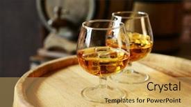  Presentation with rum - Cool new presentation design with rum - glasses of brandy in cellar backdrop and a yellow colored foreground