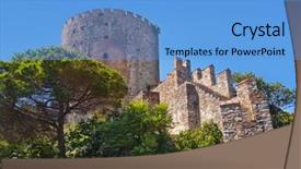  Presentation with istanbul - Audience pleasing presentation theme consisting of rumeli fortress at istanbul turkey - architecture background backdrop and a light blue colored foreground