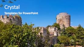  Presentation with istanbul - Presentation theme featuring rumeli fortress at istanbul turkey - architecture background background and a teal colored foreground