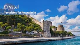  Presentation with istanbul - PPT theme enhanced with rumeli fortress at istanbul turkey - architecture background background and a teal colored foreground