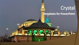  Presentation with museum - Beautiful PPT theme featuring rumer - konya turkey - mevlana museum backdrop and a gray colored foreground