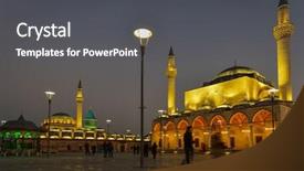  Presentation with museum - Audience pleasing slide deck consisting of rumer - mevlana monastery and museum backdrop and a dark gray colored foreground