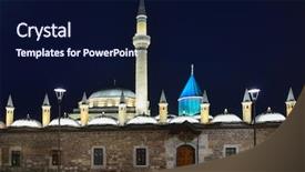  Presentation with museum - Presentation theme enhanced with rumer - mevlana museum at night background and a navy blue colored foreground