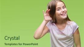  Presentation with beautiful midnight sun over - Presentation theme featuring rumors - young beautiful girl over isolated background and a mint green colored foreground