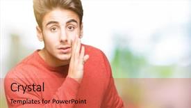  Presentation with isolated paw prints over white - PPT theme enhanced with rumors - young handsome man over isolated background and a  colored foreground