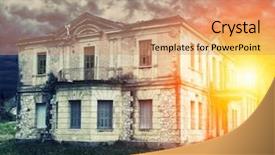  Presentation with haunted - Cool new slides with run down - abandoned haunted house with dramatic backdrop and a coral colored foreground