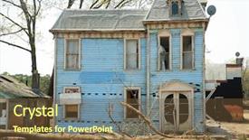  Presentation with old house - Beautiful presentation design featuring run down - abandoned old house backdrop and a tawny brown colored foreground