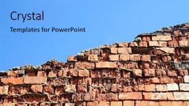  Presentation with aging - Theme having run down - aging brick wall on celestial background and a light blue colored foreground