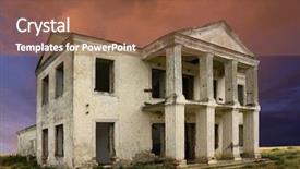  Presentation with abandoned - PPT theme having run down - old abandoned house on dramatic background and a tawny brown colored foreground